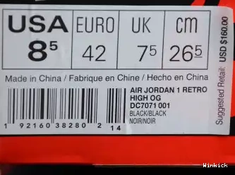 OG BLACK JORDAN 1 AIR DC7071-001 HIGH GYM RETRO RED 0326